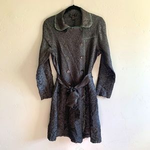 Jerry-T New York crinkle long sleeve button up dress waist tie size M